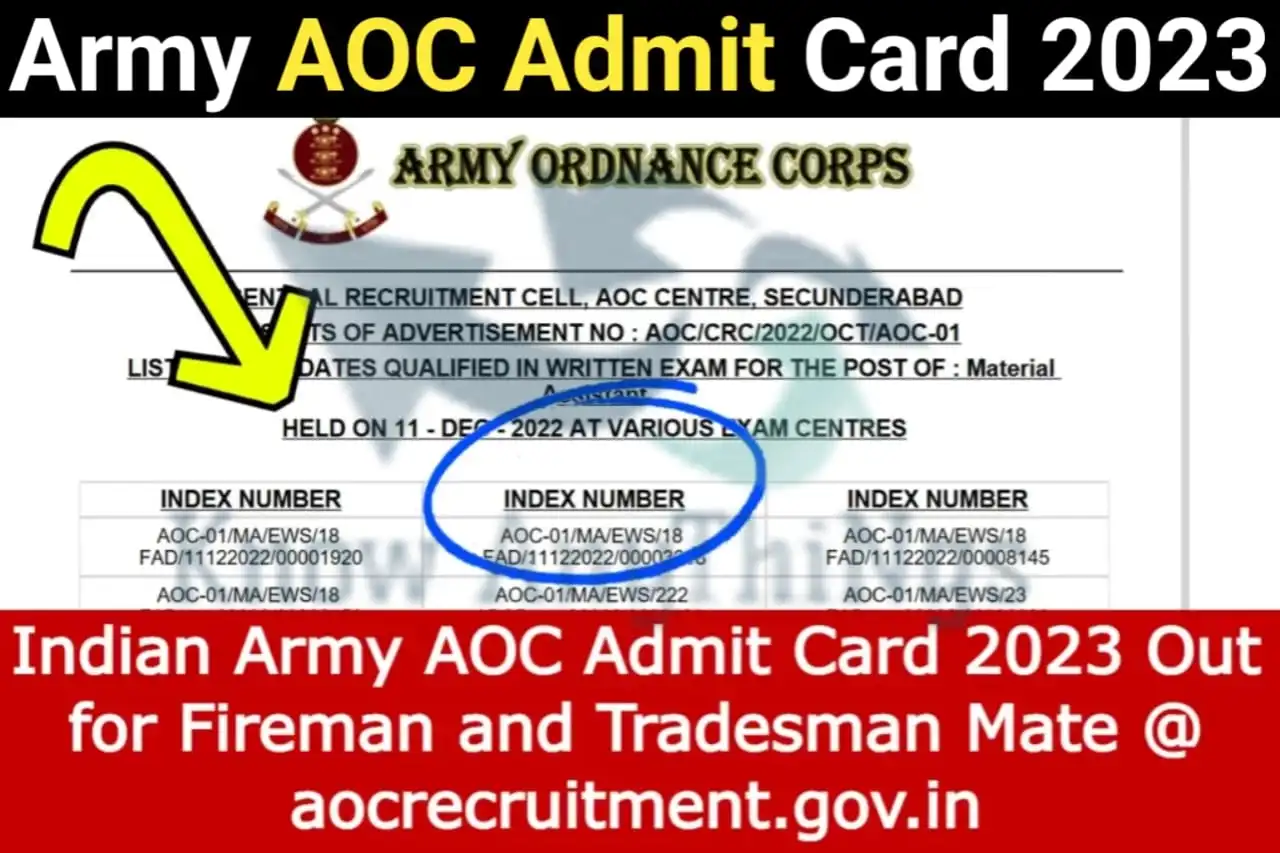 Indian Army AOC Admit Card